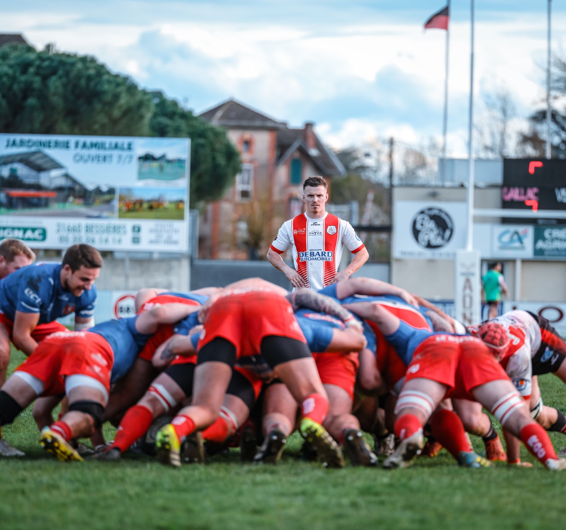 Maillot Rugby Gaillac 2001 Centenaire – Porté N°12 – ROC SPORT Rouge – Taille M
