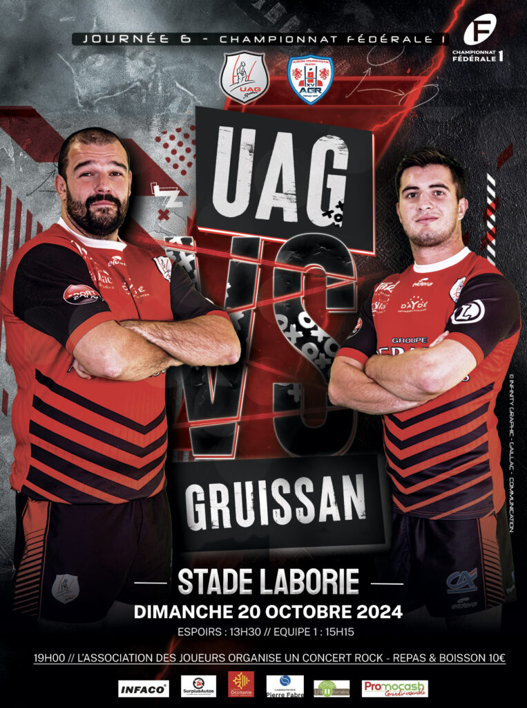 Affiche du match GAILLAC vs GRUISSAN - Dimanche 20 octobre 2024 - ©Infinity Graphic